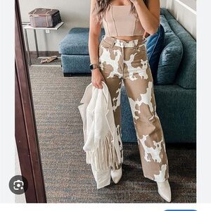 Cow print jeans